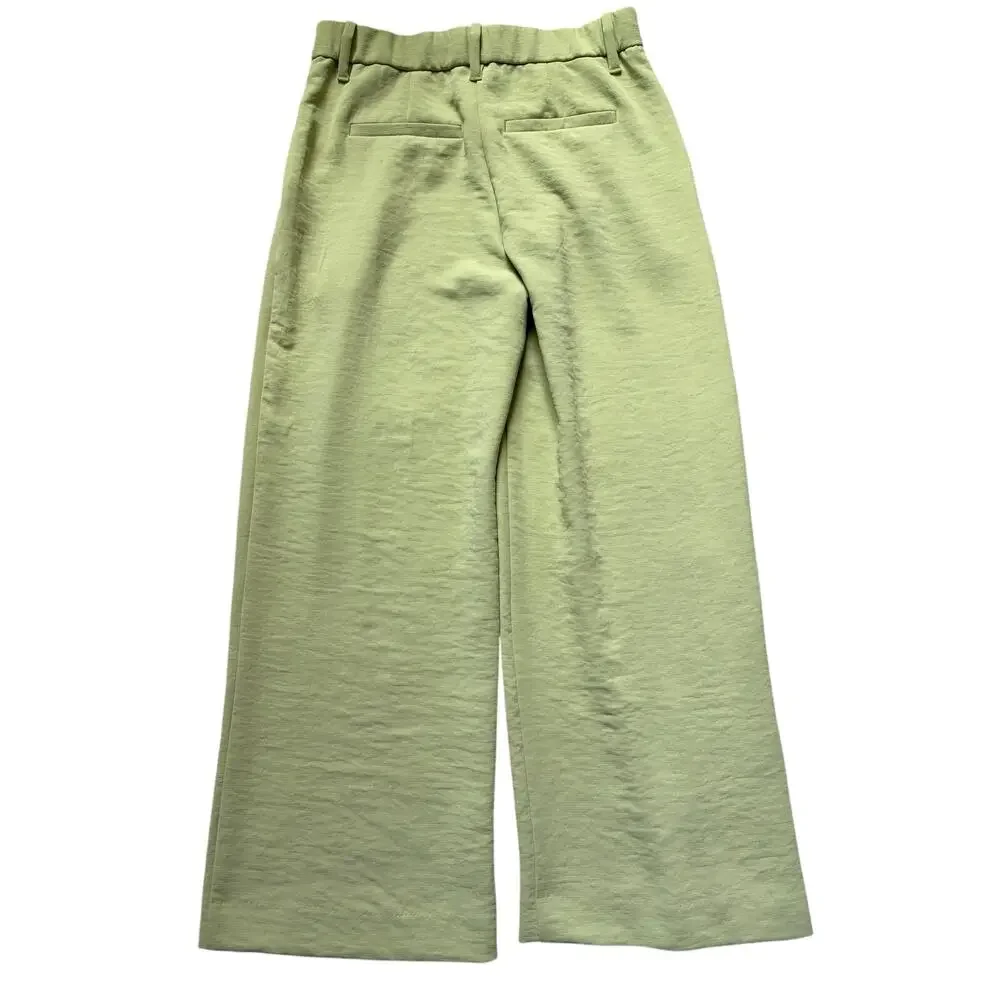 Abercrombie & Fitch Crepe Tailored Ultra Wide Leg Pants Size 28 Lime Green - Picture 4 of 12